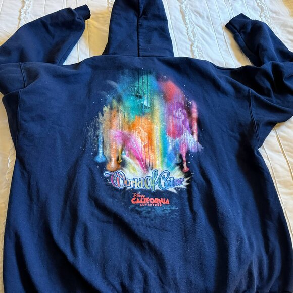 Disney Parks California Adventure World of Color Zip Up Hoodie 2XL Navy - Picture 7 of 8